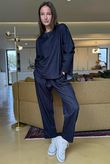 Wall Street Stretch Herringbone City Scoop Top Navy /40 =